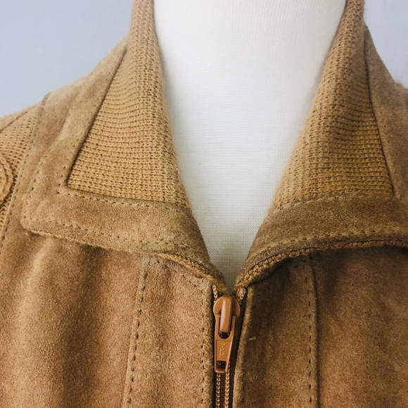 Suede and Cable Knit Zip Front Jacket by Landmark - Picture 4 of 8